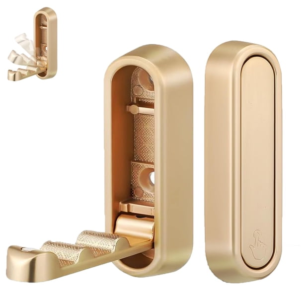 Ganchos de pared plegables Growalleter Gold para baño o cocina