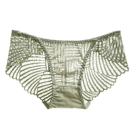 

CLZOUD Workout Underwear for Women Green Lace Women s Fashionable Lace Mid Waist Mesh Transparent Cotton Crotch Hot Breeches