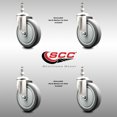 thumbnail image 2 of 5 Inch 316SS Thermoplastic Rubber Wheel Swivel 3/8 Inch Threaded Stem Caster Set, 2 of 2