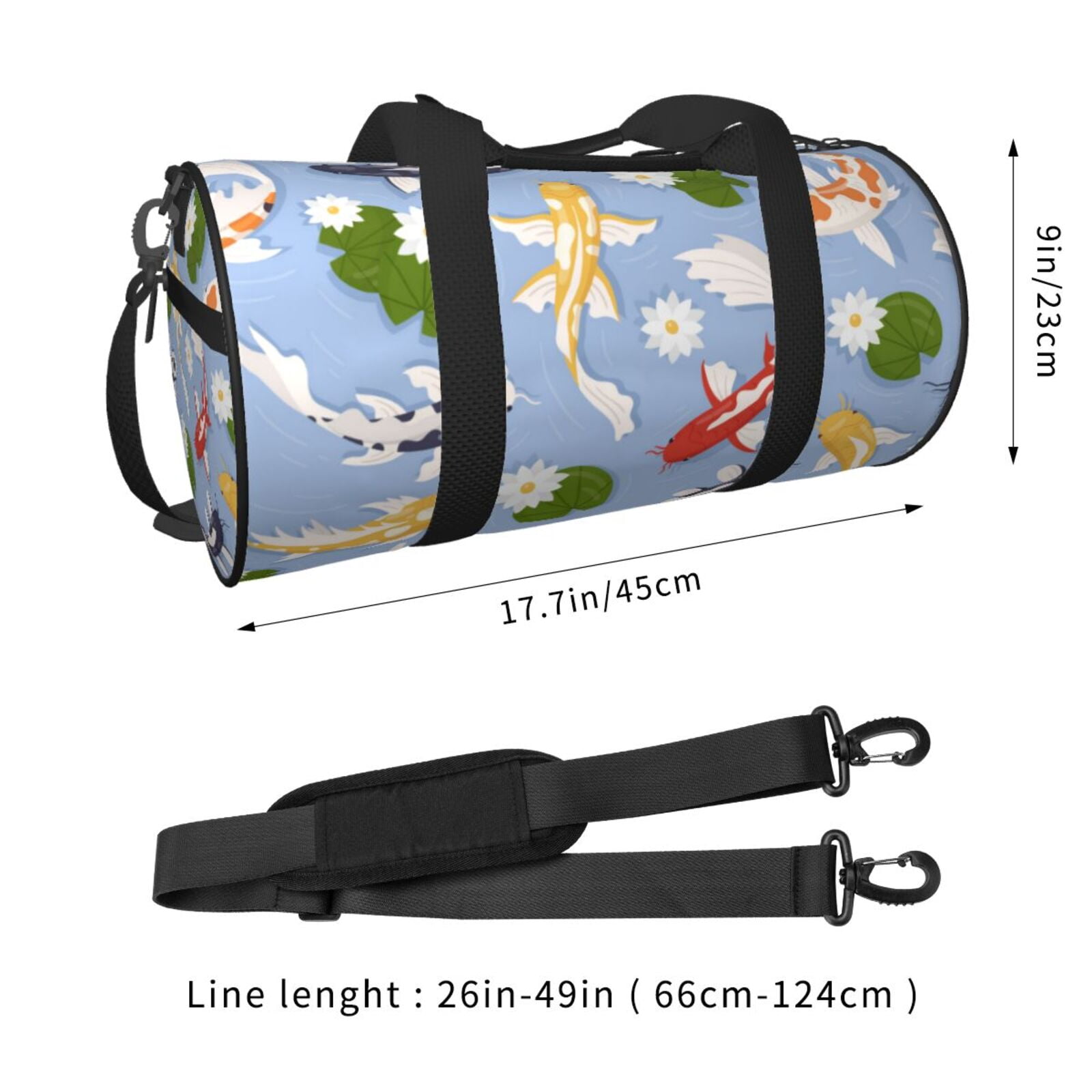 Vsdgher Colorful Koi Fish 45L Foldable Duffel Bag, Sports Gym Bag,Overnight Bag, Portable Weekender Bag for Airplanes