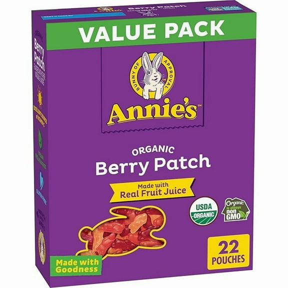 Annie's Organic Berry Patch Bunny Fruit Flavored Snacks, Gluten Free, Value Pack, 22 Pouches, 15.4 oz( Pack of 2 )