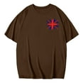 thumbnail image 1 of YABCSAZ Chemises du 4 Juillet pour Femmes, Robe de la Fête de l'Indépendance, Blouse d'Été à Col Rond Manches Courtes Mode Décontractée Imprimée pour Femmes, Marron, G, 1 of 5