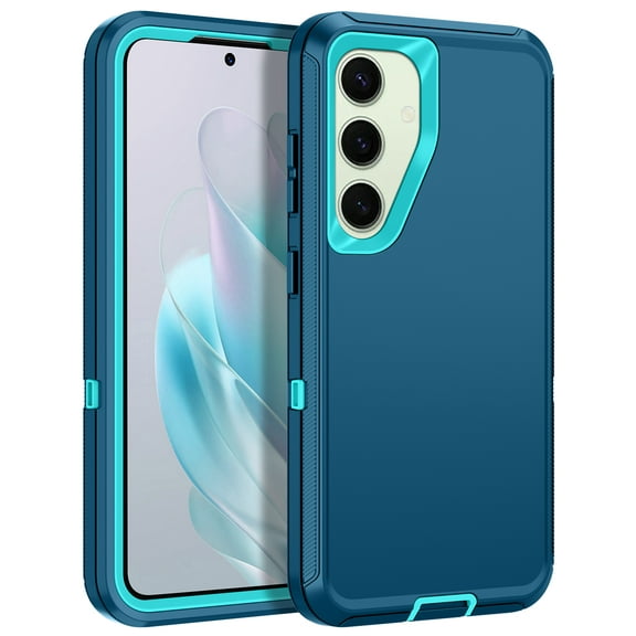 I-HONVA For Samsung Galaxy S25/S24 Case,3-Layer Military Grade Drop Protection Anti-Slip Rugged Shockproof Dustproof Protection 6.2 inch Phone Case,Turquoise