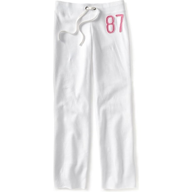 Aeropostale Womens Fleece Classic Casual Sweatpants, Blanco, Small Aeropostale Pantalones deportivos