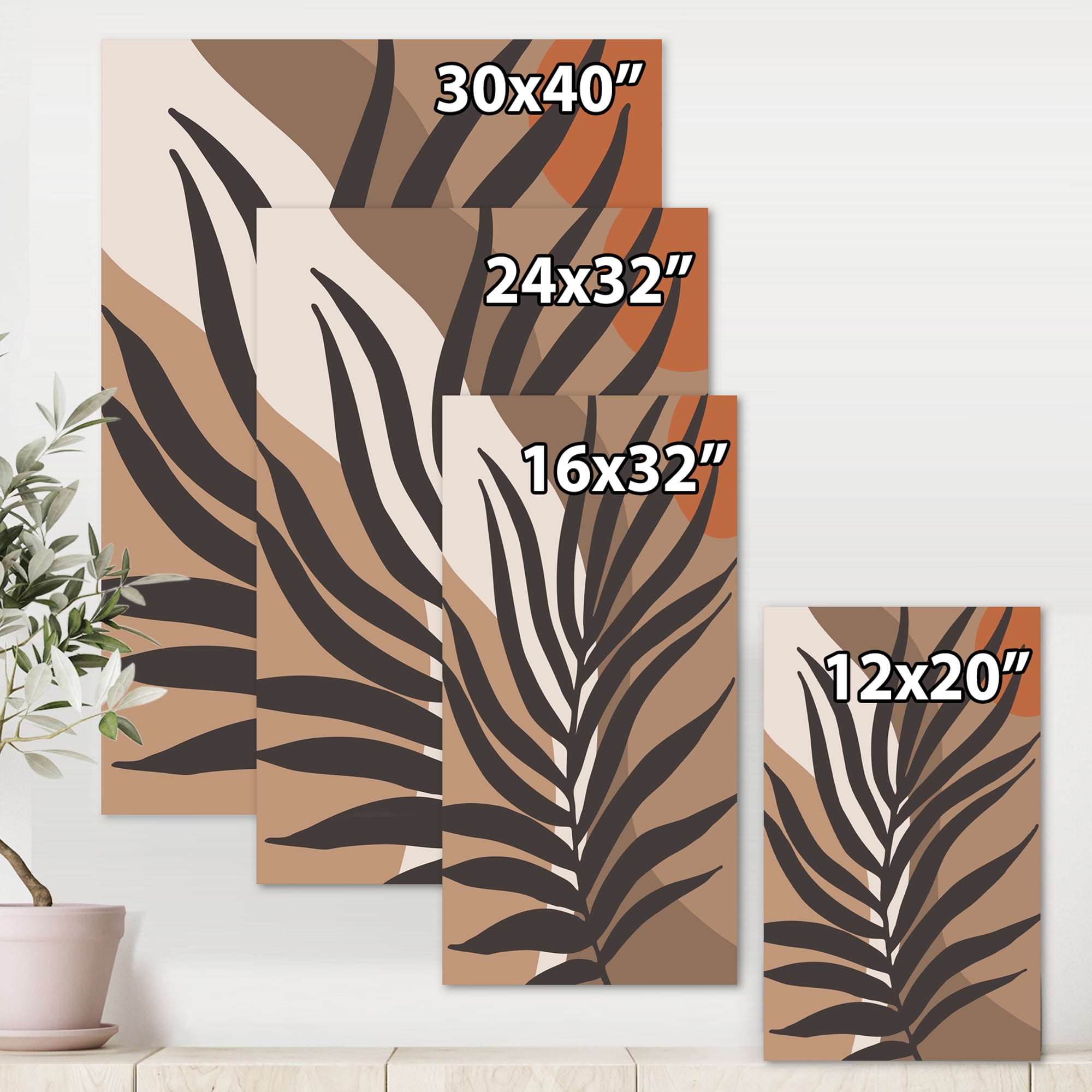 Designart ' Shapes and Tropical Leaf Silhouettes II ' Modern Canvas Wall Art Print