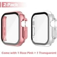 thumbnail image 7 of 2 Pack Hard PC Case Built in Tempered Glass Compatible with 49mm Apple Watch Ultra 3 2025 / 2 (2024)/ Ultra, Protective Case with Screen Protector for iWatch, Shockproof Cover, 1 Pink + 1 Transparent, 7 of 7