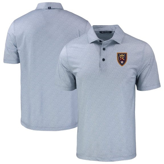 Men's-Cutter & Buck Gray Real Salt Lake Pike Eco Pebble Print Stretch Recycled Polo