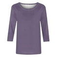 thumbnail image 5 of GERsome Women's 3/4 Sleeve Tops Solid Color Shirt Drop Shoulder Crew Neck Tops Loose Fit Casual Blouses for Women S-2XL Purple/M, 5 of 5