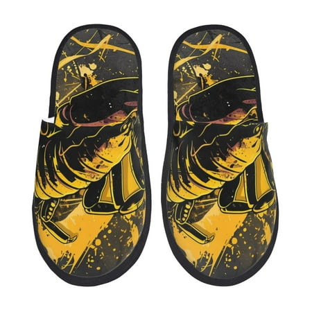 Balery Urban Graffiti Scorpion Illustration Slient Indoor Furry Fleece Comfort House Shoes Soft Non-Slip Home Shoes Cotton slippers House Slippers-- Large