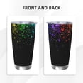 thumbnail image 3 of Picia Night Rainbow Sparkles Pattern 20 oz Tumbler Stainless Steel Vacuum Insulated Coffee Ice Cup Double Wall Travel Flask Dual Lid Water Bottle, Eco-friendly Car Cup-Straw Three-piece Set, 3 of 8