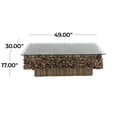 thumbnail image 4 of DecMode 49" x 17" Brown Driftwood Handmade Stacked Collage Coffee Table with Tempered Glass Top and Pedestal Base, 1-Piece, 4 of 14