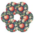 thumbnail image 7 of Yayeee 6 PCS Drink Coasters with Holder Set Woven Absorbent Round Tabletop Hot Pad, Blue Apple Pattern, 7 of 7