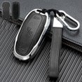 thumbnail image 1 of Car Key Fob Cover Case Protector Zinc Alloy Leather Car Remote Key Fob Case Cover Bag Holder For Tesla Model S 3, 1 of 5