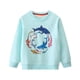 thumbnail image 1 of Gibobby Sudadera de cuello redondo para niño, camisa básica de manga larga con patrón que brilla en la oscuridad(Azul claro, 3-4 Años), 1 of 5