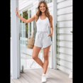 thumbnail image 4 of Pantalones Cortos de Verano para Mujer, Ropa Deportiva Informal, Ropa Deportiva de , Ropa de Playa para Vacaciones, Moda de Otoño Cómoda. Gris M, 4 of 8