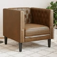 thumbnail image 1 of vidaXL Fauteuil Chesterfield Brun en Cuir Suédé Synthétique, 1 of 5