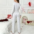 thumbnail image 6 of Youpwaven Heart Print Cute Womens Fall Pajamas - Slim Fit Ruffled Valentine’s Pajama Sleep Sets for Women - All Over Heart Print Pjs with Bows, Blue, Size S, 6 of 6