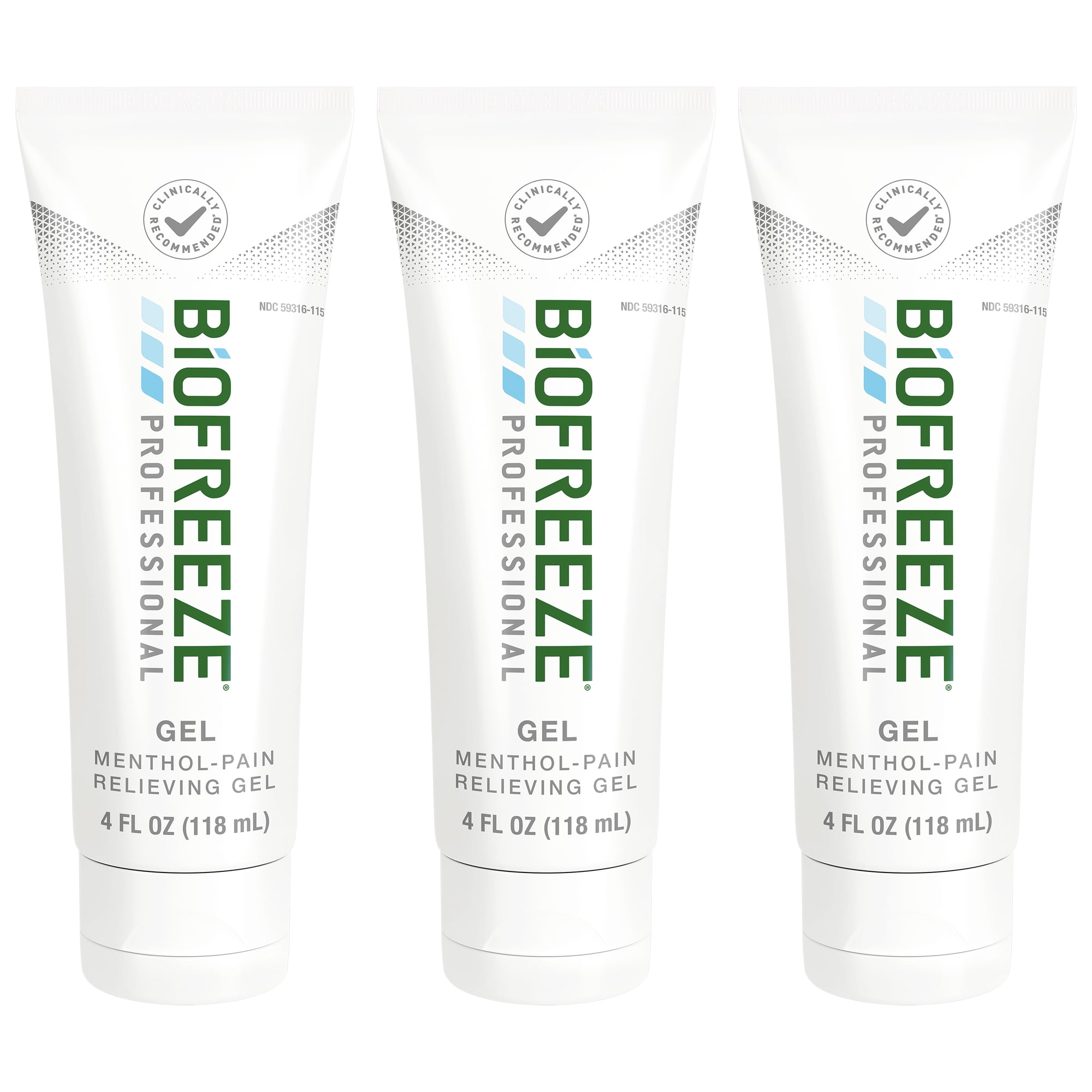 Biofreeze Professional Menthol Pain Relieving Gel 4 FL OZ Tube (Pack Of 3) For Pain Relief Associated With Sore Muscles, Arthritis, Simple Backaches, And Joint Pain (Packaging May Vary)