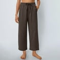thumbnail image 5 of SELONE Wide Leg Womens Pants Plus Size Brown High Waist Workout Pants with Pockets Wide Leg Full Length Loose Long Workout Pants for Work out Drawstring Solid Yoga S Tall Breathable Gym Clothes, 5 of 7
