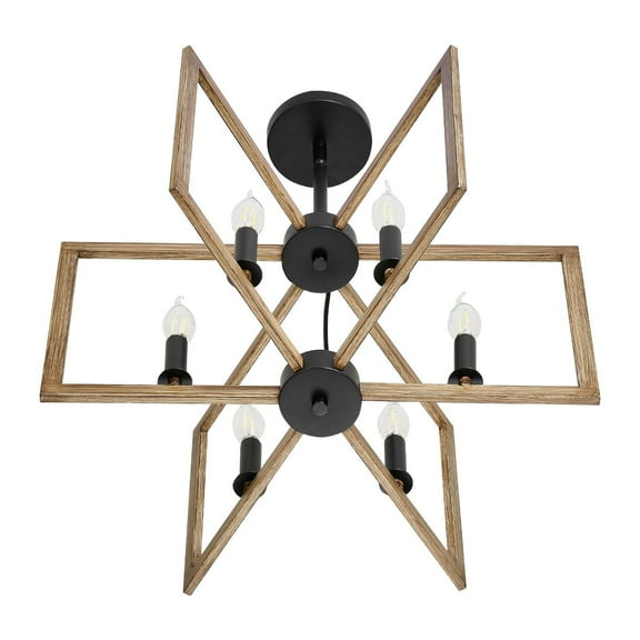 Modern 6-Light Chandelier, Adjustable Height Ceiling Light, Metal Fixture for Dining Room, Bedroom, Living Room