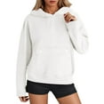 thumbnail image 2 of Women's Casual Solid Color Hooded Sweatshirt With Pocket Comfortable Pullover Fleece Hoodie For Everyday Wear Fall Clothes, 2 of 7