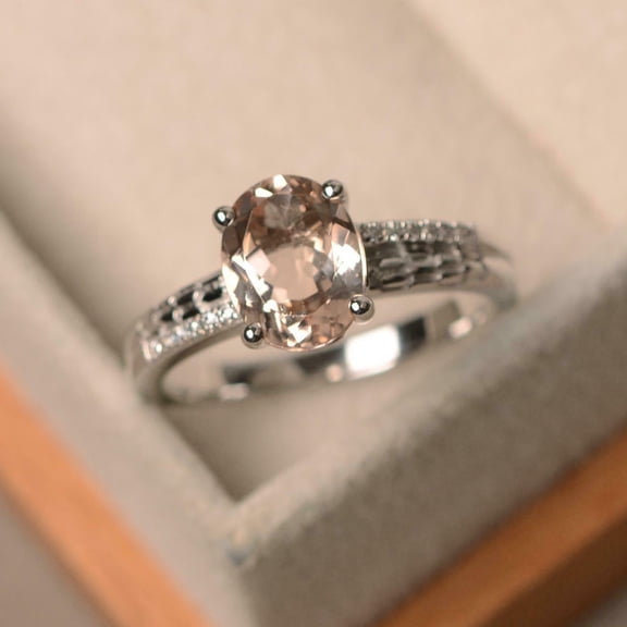 HeartsAndYou 2ct Natural Morganite & Diamond Ring Solitaire Round Accent 14k SOLID White Gold
