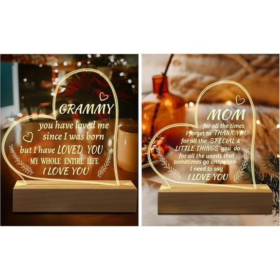Mom Grammy Gifts, Acrylic Engraved Night Light 15 * 19CM Presents, Mothers Day Christmas Gifts