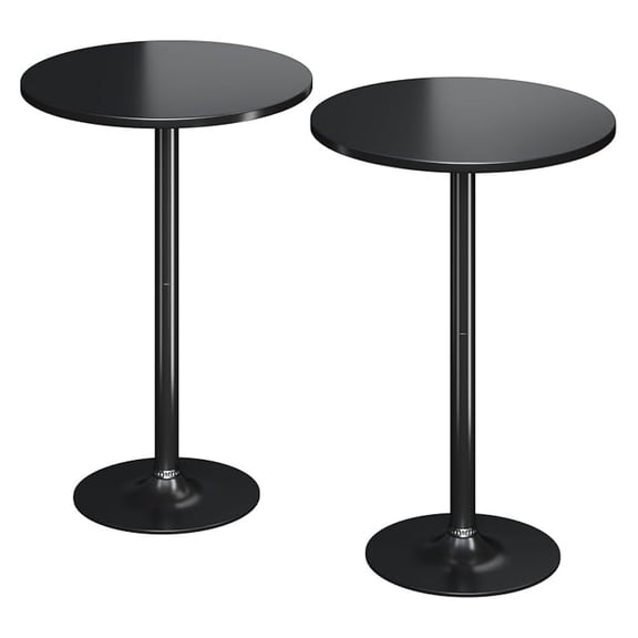 Round Bistro Pub Table Modern Style Metal Base MDF Top Cocktail Bar Table Counter Bar Height for Pub, Dining Room, Party (2, Full Black)