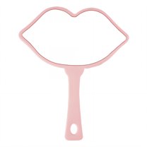 RAGUPEL Hand Mirrors with Handle,Lip Shaped Mirror 8.5"*7.1"*0.4" Small Mirror,Glass Mirror with Aluminum Backing Handheld Mirror with Handle,Pink