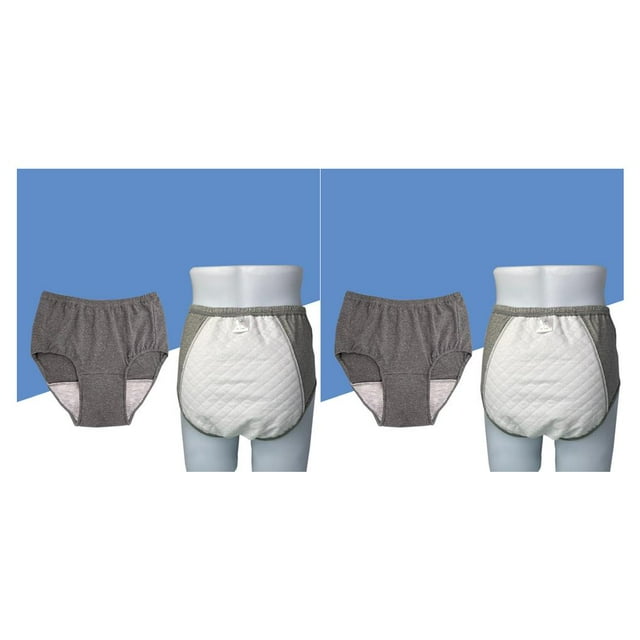heritaly Comfortable and Durable Reusable Mens Incontinent Underwear Washable Briefs Pant 100CC Light Grey LLL 2Set