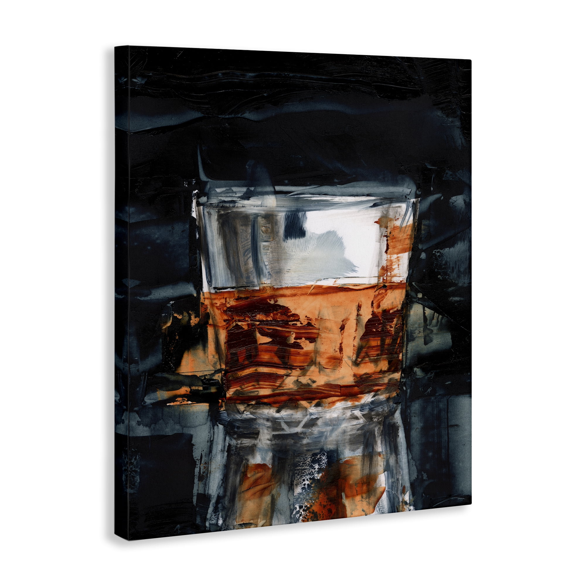 Stupell Industries Whiskey Glass Reflection Food & Beverage Painting Wrapped Canvas Art Print Wall Art, 24 x 30