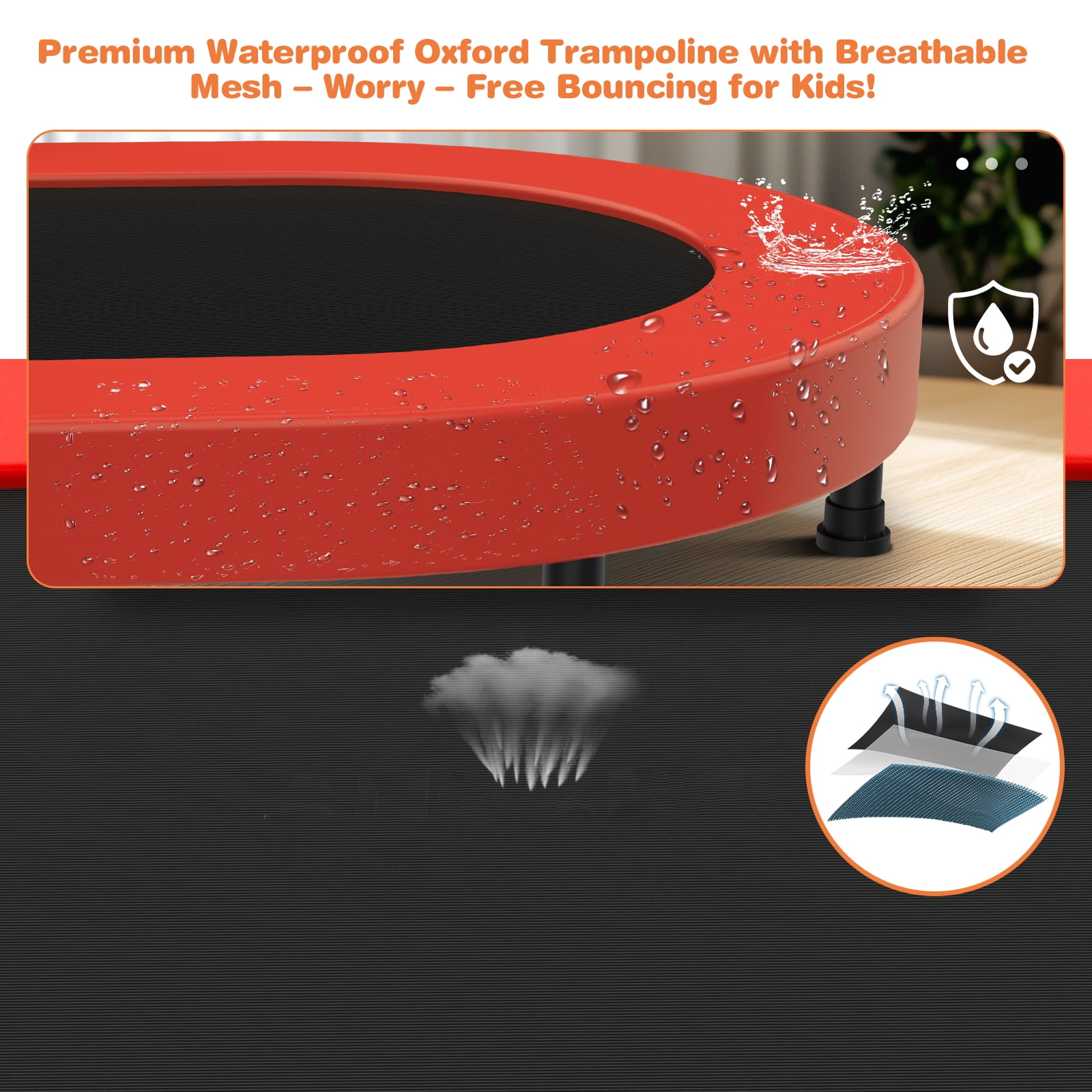 Foldable Mini Trampoline with Adjustable Handle, Parent-Child Rebounder Trampoline Max 220lbs for Kids & Family Exercise