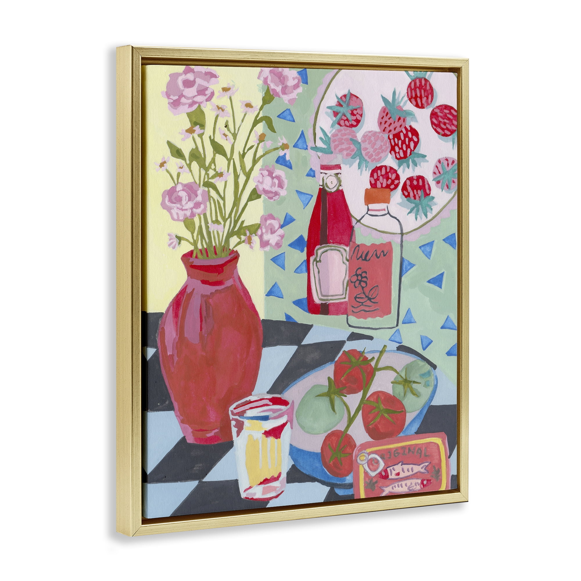 Stupell Industries Kitchen Sauces Still Life Gold Framed Floater Canvas Wall Art, design by Melissa Wang