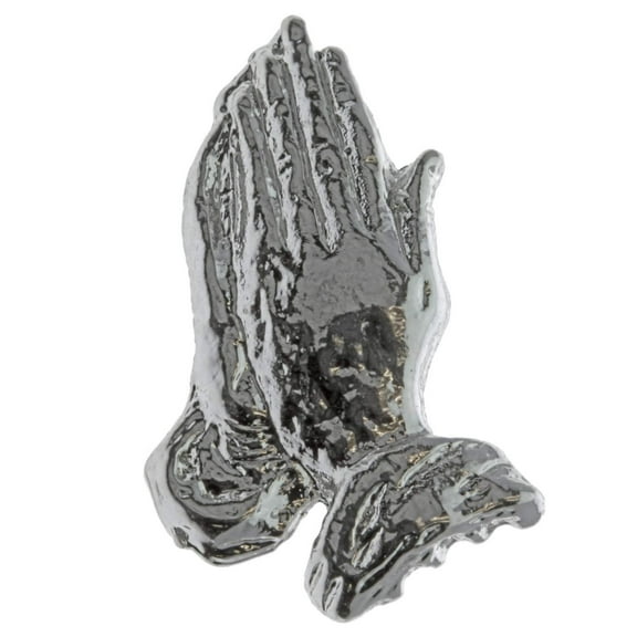 Larger Praying Hands Pin Silver Highly Detailed - Christian