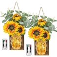 thumbnail image 1 of Lámpara Mason 2uds, girasol, flor artificial, decoración de plantas artificiales, decoración de pared creativa, lámpara de pared de salón, lámpara de pared ER, 1 of 5