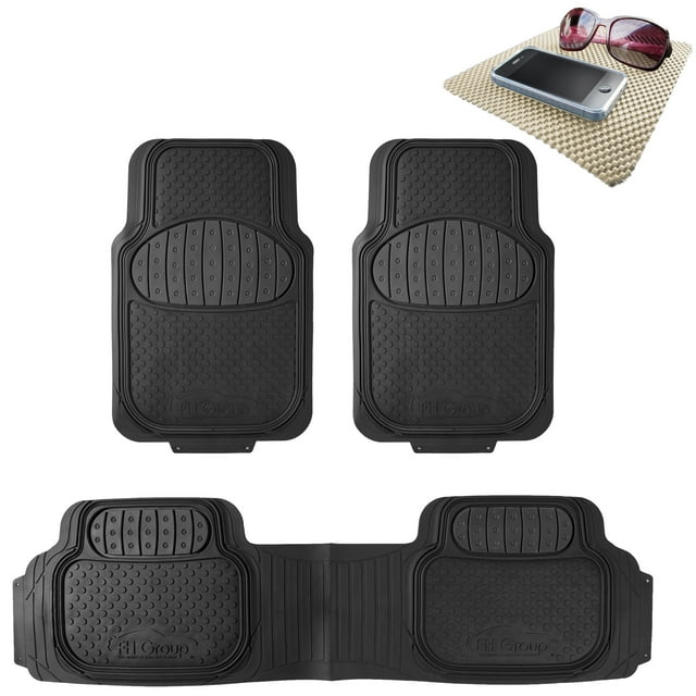 FH Group Tapis de Sol Robustes Noirs Unis de FH Group pour Auto/voiture avec Tapis de Tableau de Bord Gratuit