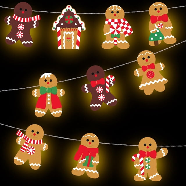 Luces Navideñas en Cadena Ganeen de Pan de Jengibre 20 LED 3 m a Batería