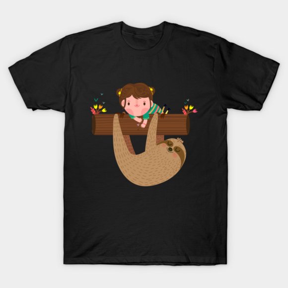 T-Shirt Unisexe Amusant et Motivationnel avec Paresseux Suspendu, Nature, Faune, Art Animal, jusqu'à la Taille 3TG.