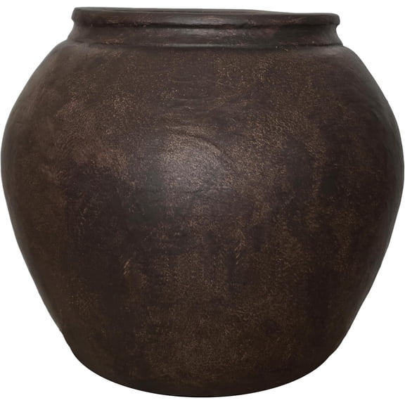 14" H x 17" Dia Fiberstone Planter Pot with Drainage Hole, Large Vintage Style Indoor Outdoor Flower Pot, Lightweight Decorative Planter for Patio, Porch, Garden, Entryway, Artificial Trees & Plants