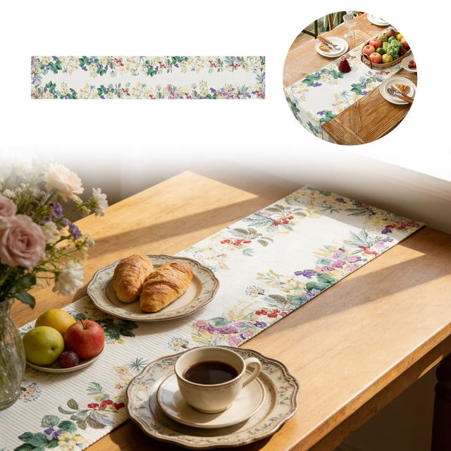 Decorative Floral Table Runner Seasonal Summer Home Kitchen Dining Indoor Farmhouse Banner
