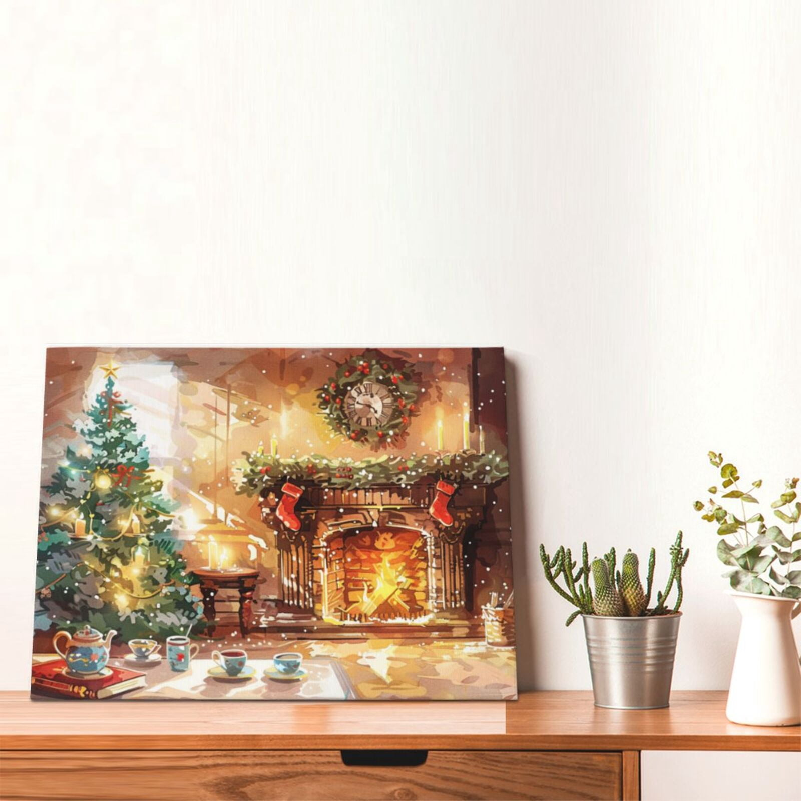 12x16 inch Canvas Frameless Painting Closets And Christmas Trees,Villa Home Living Room,Kitchen,Cafes,Restaurant Wall Decor Oil Paintings Canvas,Enchanting Christmas Trees Decor Poster Gifts