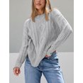 thumbnail image 2 of Sweaters for Women Crew Neck Cable Knit Sweater Ribbed Long Sleeve Knitted Pullover Sweater Alsol Lamesa, 2 of 4