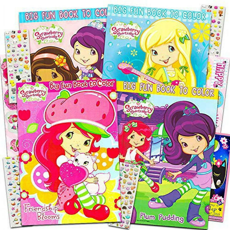 Strawberry Shortcake Coloring Book Super Set -- 3 Coloring Books, Over 30  Stickers Party Supplies Pack 