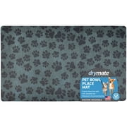 Drymate Pet Bowl Placemat, Dog & Cat Food Feeding Mat - Absorbent Fabric, Waterproof Backing, Slip-Resistant - Machine Washable/Durable (12 x 20) (Paw Dots Black)