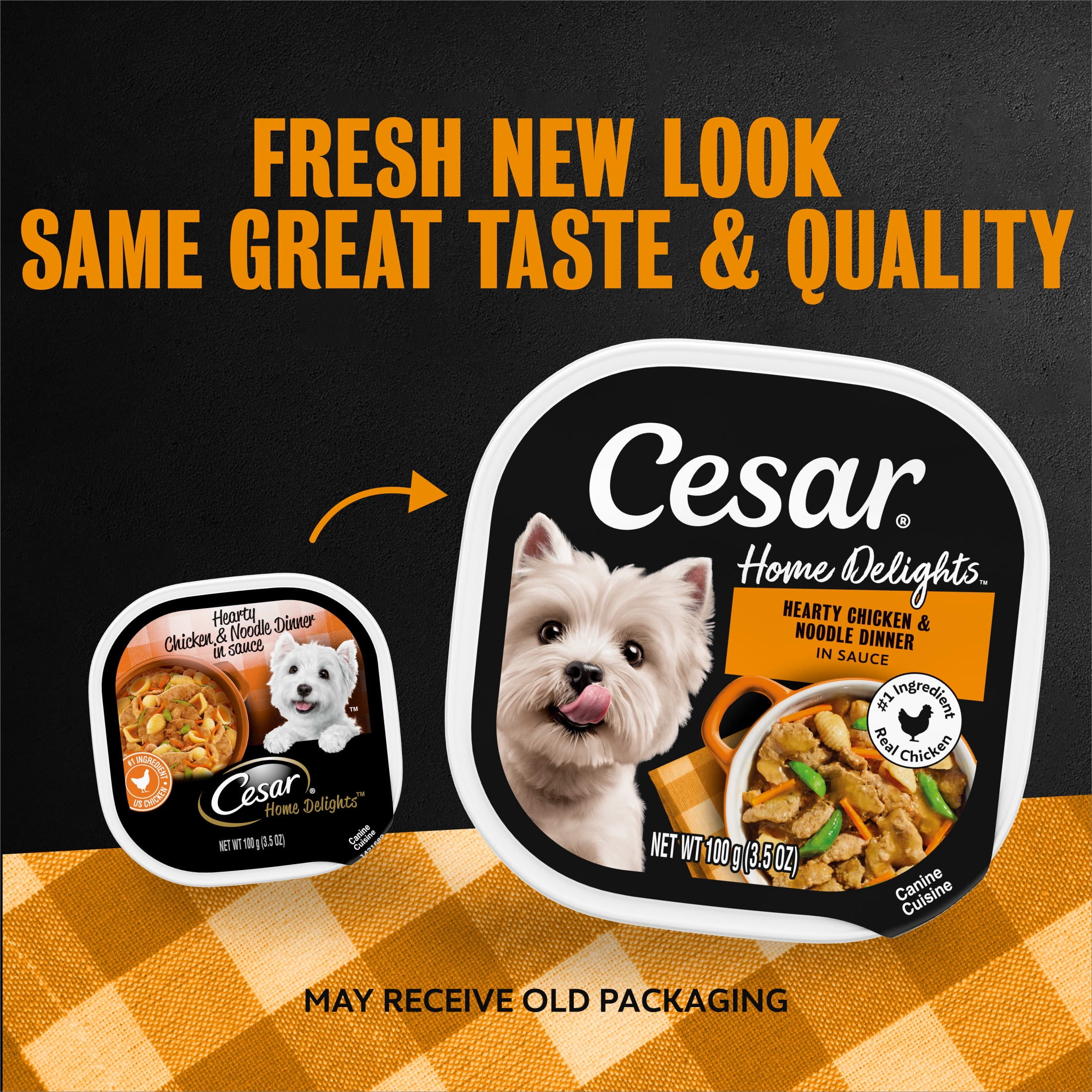 Cesar Home Delights Adult Wet Dog Food, Hearty Chicken & Noodle Dinner in Sauce