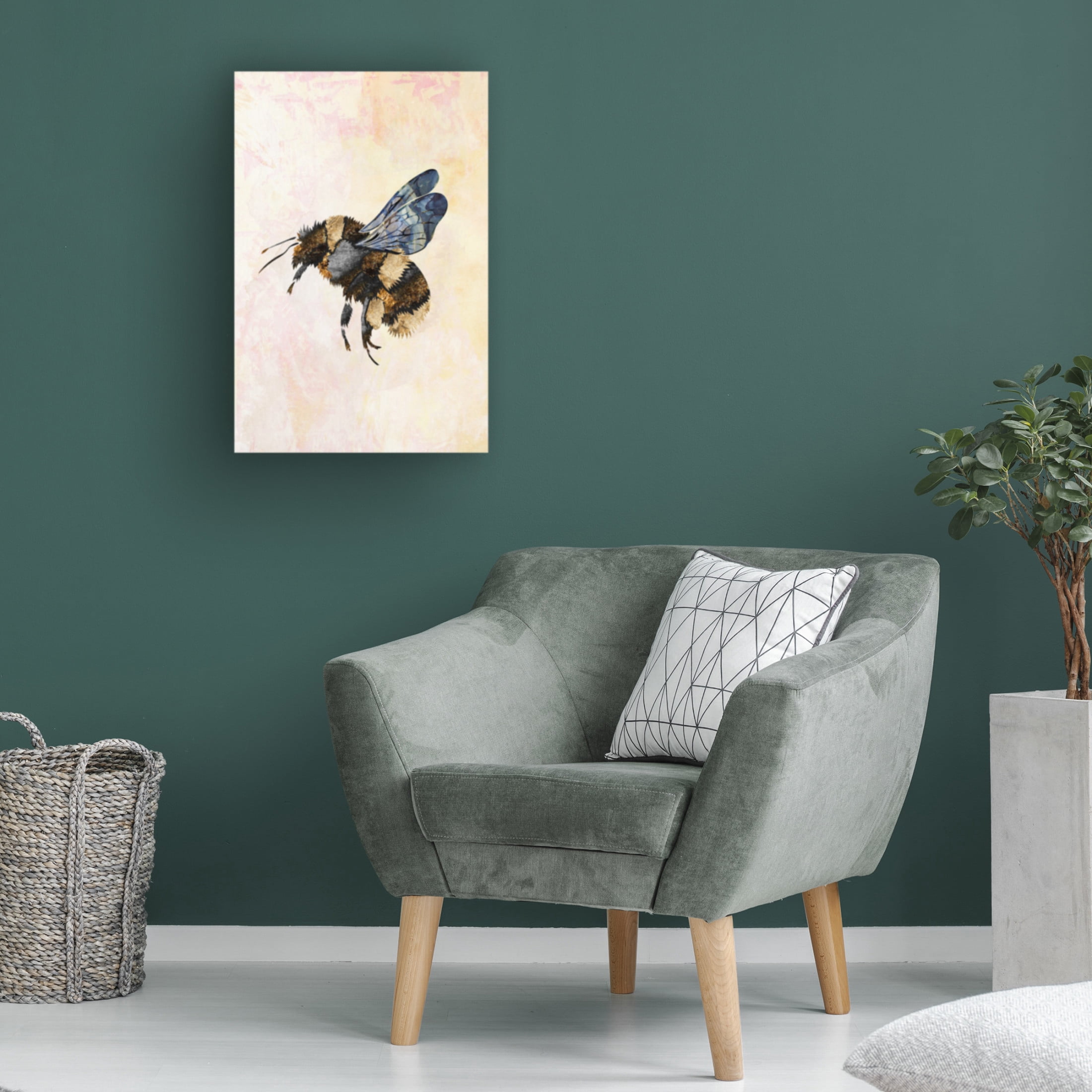 Trademark Fine Art Sarah Manovski Grunge Watercolour Bee Canvas Wall Art