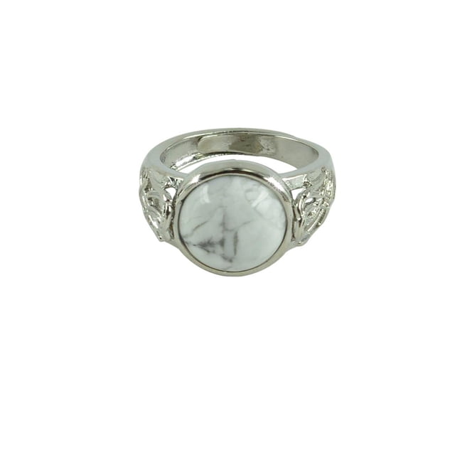 Anillo de turquesa Hugo para Hombre de Piedras Flor de Filigrana Tono Plateado ajustable
