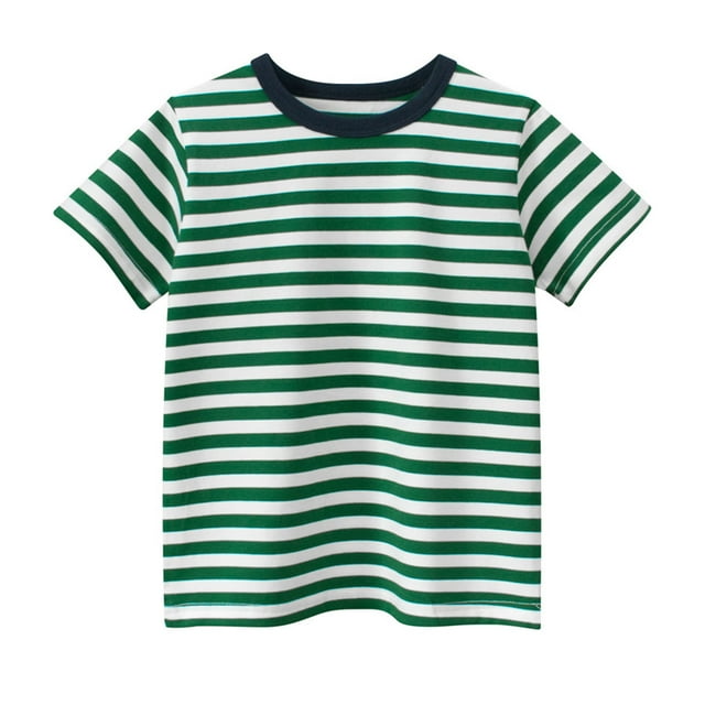 RXIRUCGD 2025 Vêtements d'Été pour Enfants T-shirt d'Été à Rayures à Col Rond à Manches Courtes pour Enfants