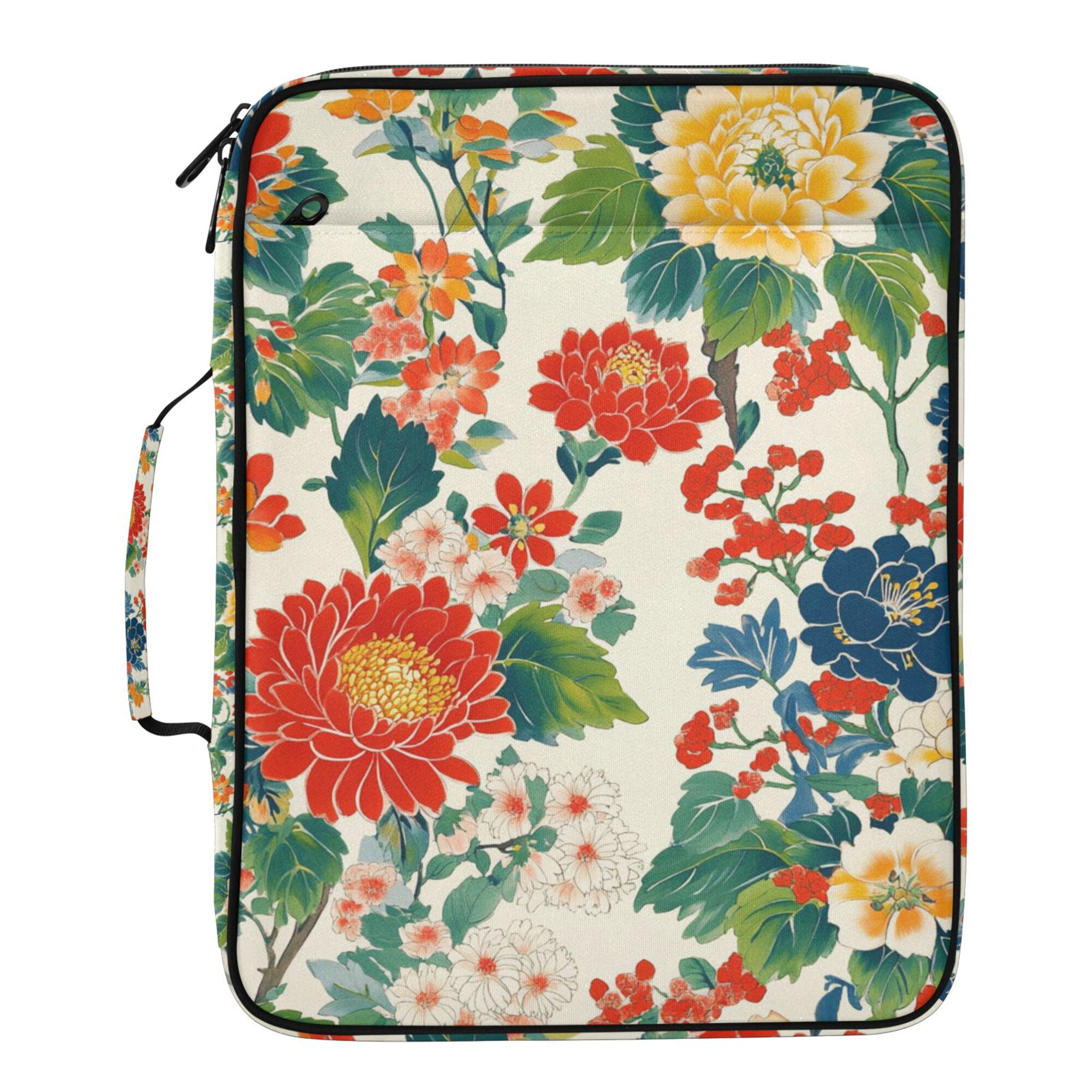 FORMRS Accordion File Folder A4 Size 7-Pocket Expanding Document Organizer Bag with 3 Ring Binder, Colorful Flowers Pattern