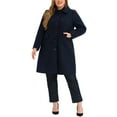 thumbnail image 2 of Agnes Orinda Women's Plus Size Coats Peter Pan Collar Single Breasted With Pockets Trench Winter Long Peacoat 2X Navy Blue, 2 of 6